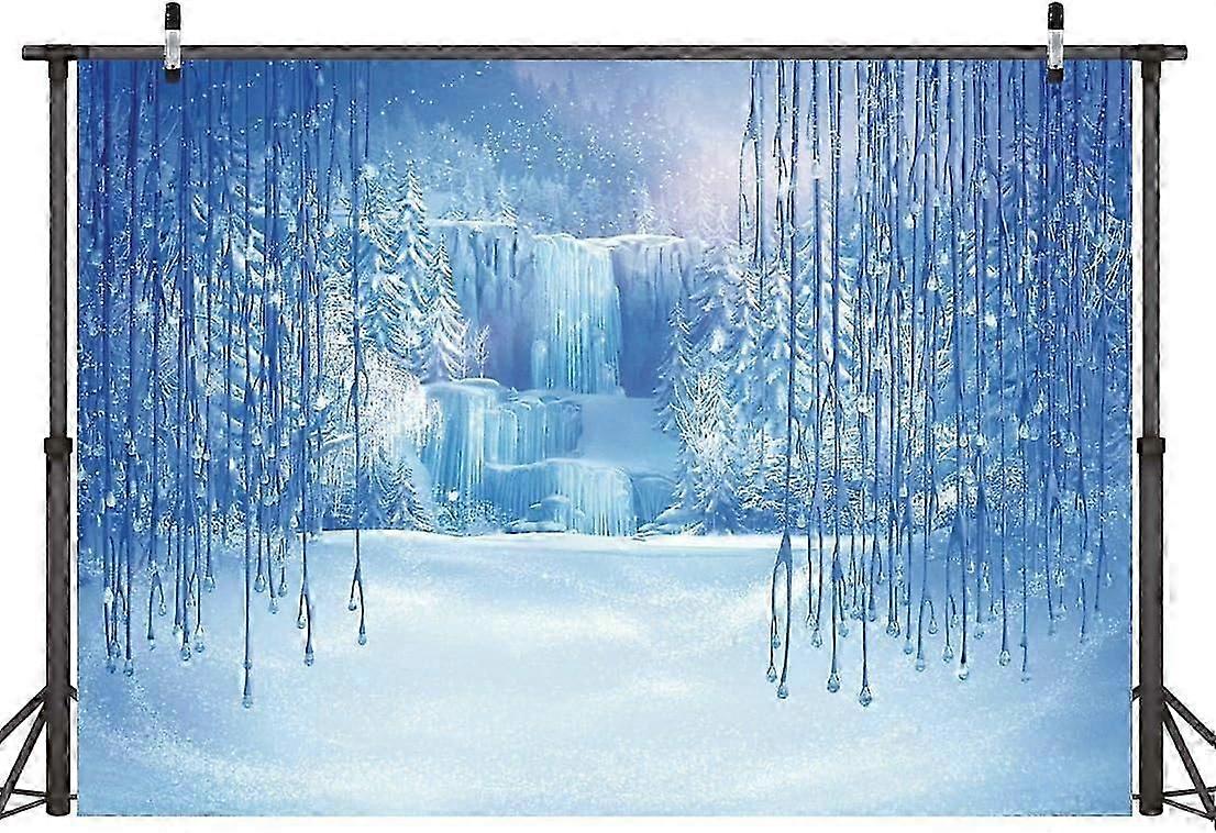 7x5FT Winter Wonderland Backdrop Winter Frozen Snow Ice Crystal Pendant World Backdrops Winter Snow Photo Backdrop Photography Background