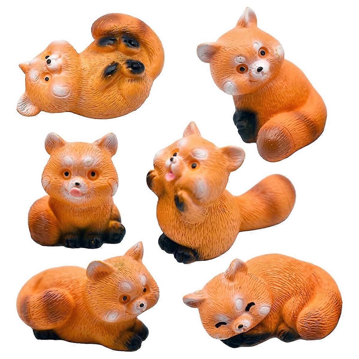 1 Inch Cartoon Red Panda Figures Set Cute Resin Animal Cake Toppers