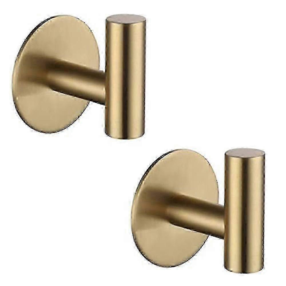 2 قطعة لاصق هوك الفولاذ المقاوم للصدأ رداء حمام هوك قوس هوك شديد التحمل للحمام مطبخ غرفة المعيشة فندق (ذهبي)
