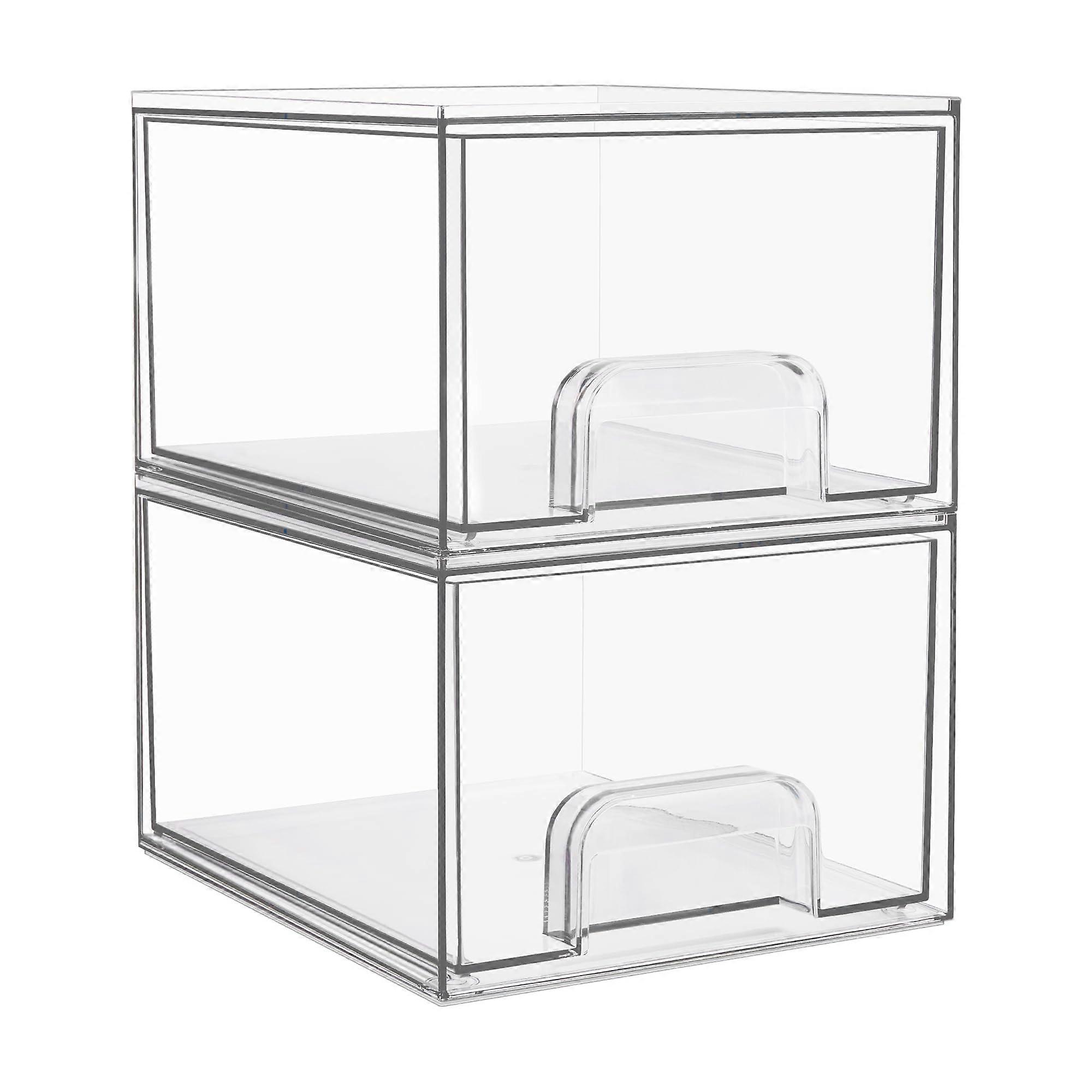 Clear Stackable Storage Drawers – 2-Pack, 4.4” Tall for Bathroom