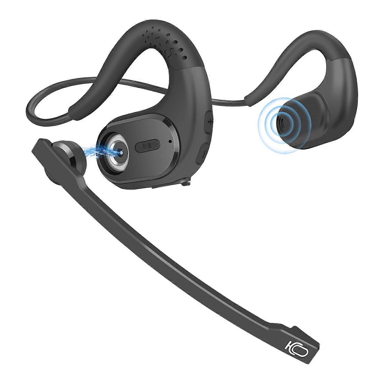 Bluetooth Headphones with Detachable Microphone and Noise Cancelling for Office Meeting and Running Cycling