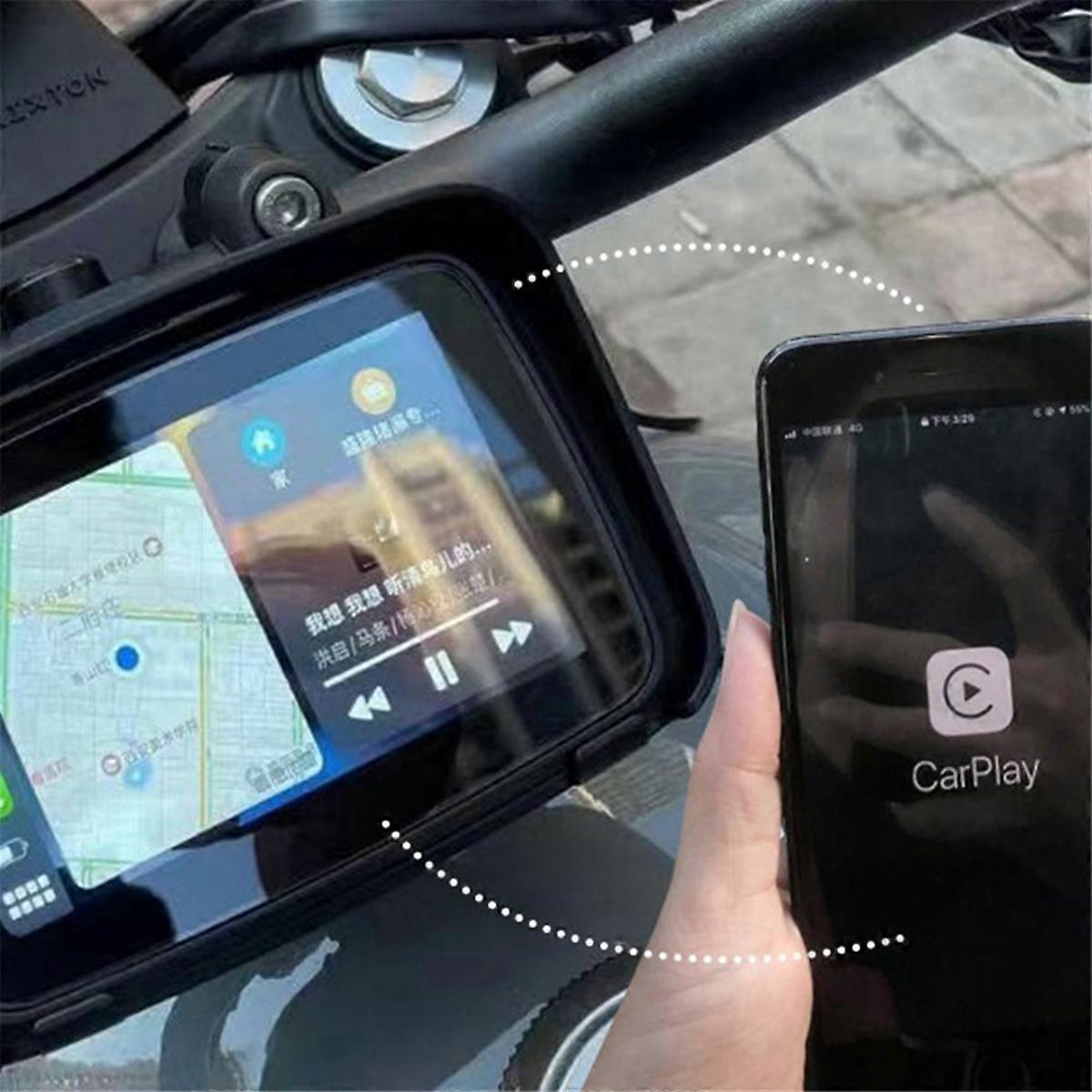 Motorcycle DVR Wireless Carplay Android Auto TPMS Dual HD 2K Cameras GPS 5-Inch WiFi Detection Loop 