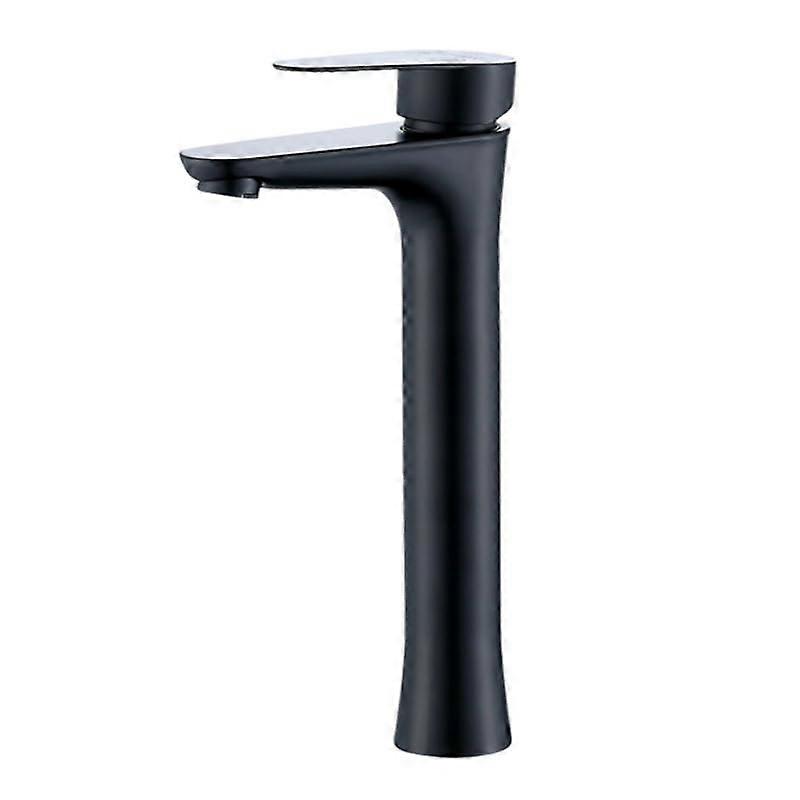 Stainless Steel Basin Sink Faucet - Black Tall Countertop Mounted Single Handle Hot and Cold Water Mixer