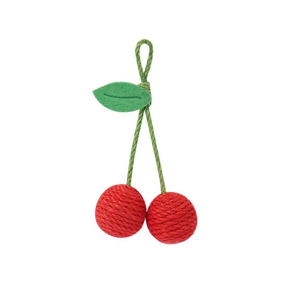 Cat Sisal Ball - Cherry Red Fruit-Shaped Hanging Rope Toy for Cat Cages and Climbing Frames, Durable and Bite-Resistant