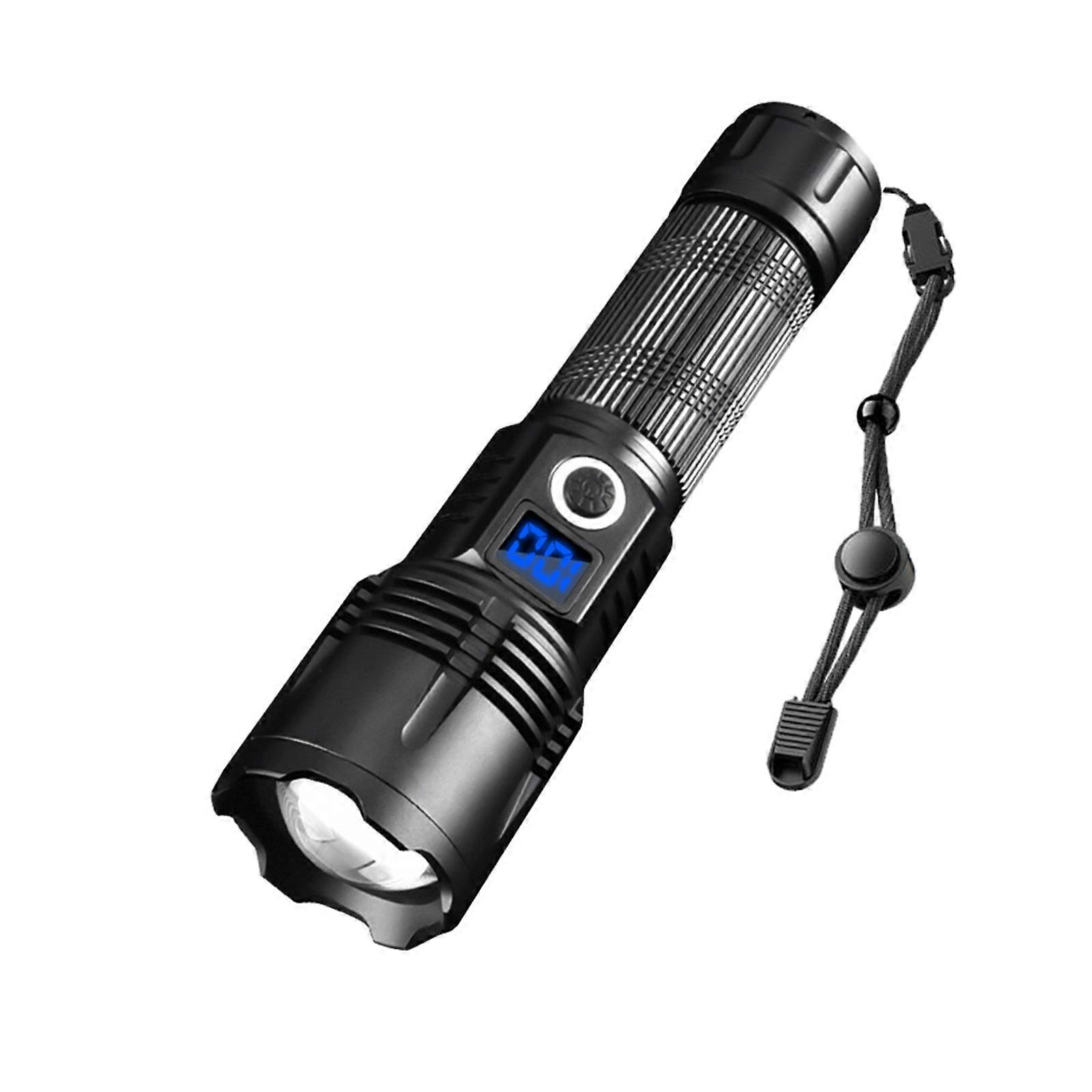 Flashlight Torch Light Source Lamp LED Power Display Aluminium Alloy IPX6 Water Tightness Mechanical Telescopic Portable Power Source AA640