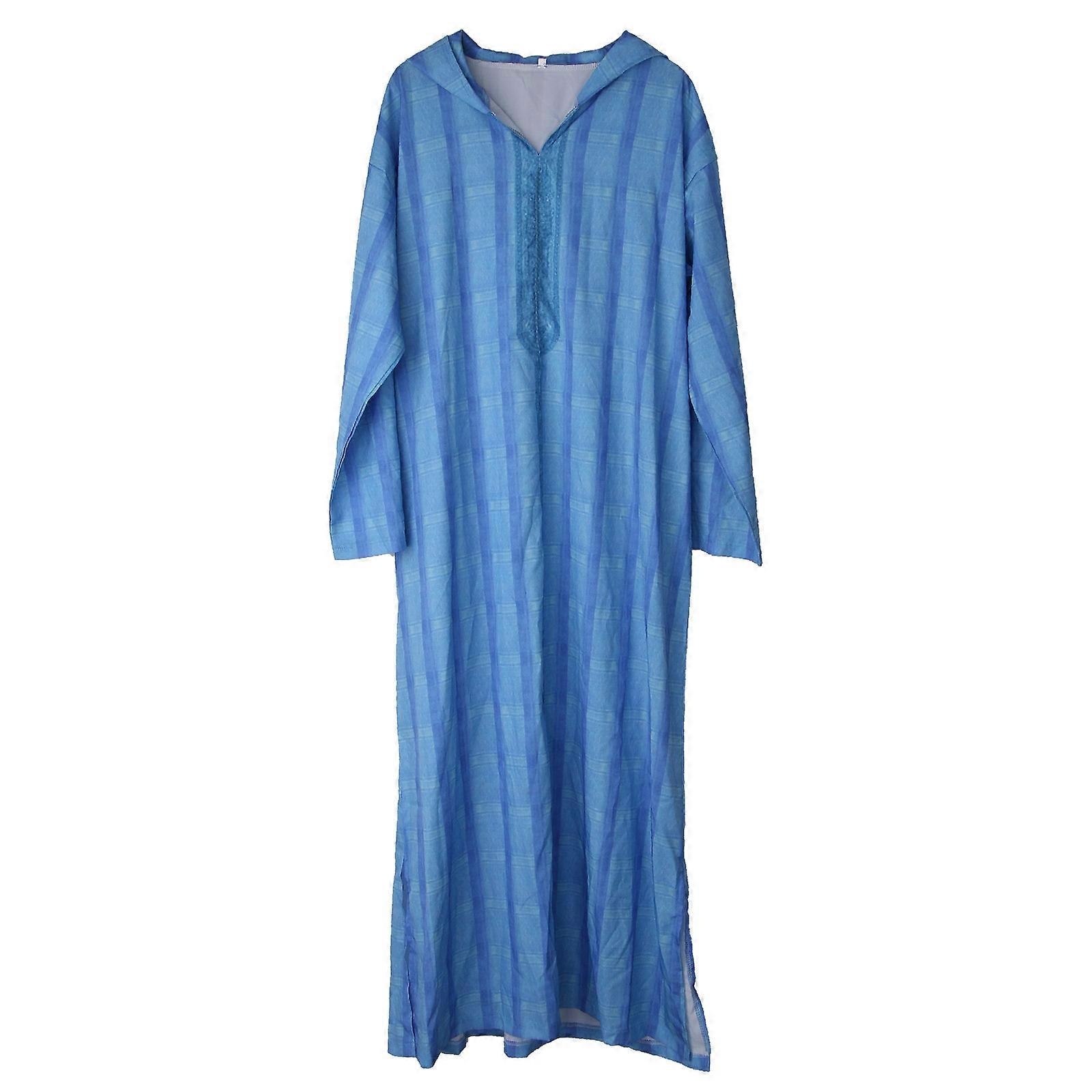 Ramadan Abito Musulmano Abayas Dubai Casual Caftano Robe Costumi Islamici con Manica Lunga Turn-Down Collare Regali per Mens XL