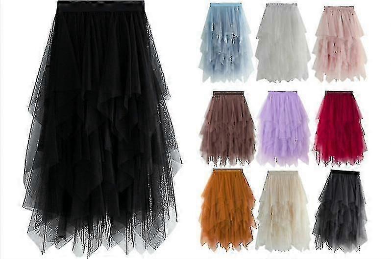 Femei high waist Slim Tulle Fusta elastica talie mesh long paragraph fusta Rochie (alb/negru/ roz Multe culori)#jxsm8063