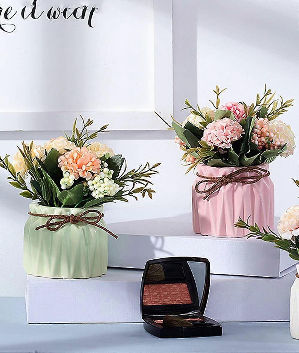 artificial flowers in a pot 2 pieces,artificial plants with a pot,table ...