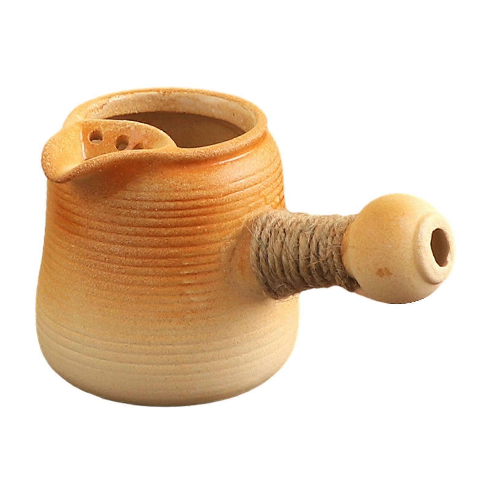 Ceramic Teapot with Rope Wrapped Handle Blooming and Loose Tea Leaf Kettle Tea