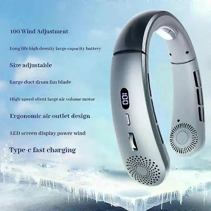 Ventilatore da collo portatile Ventola personale senza lama di raffreddamento a 360 gradi Nessuna torsione dei capelli - Ventola indossabile ricaricabile USB da 4000 mAh per viaggi