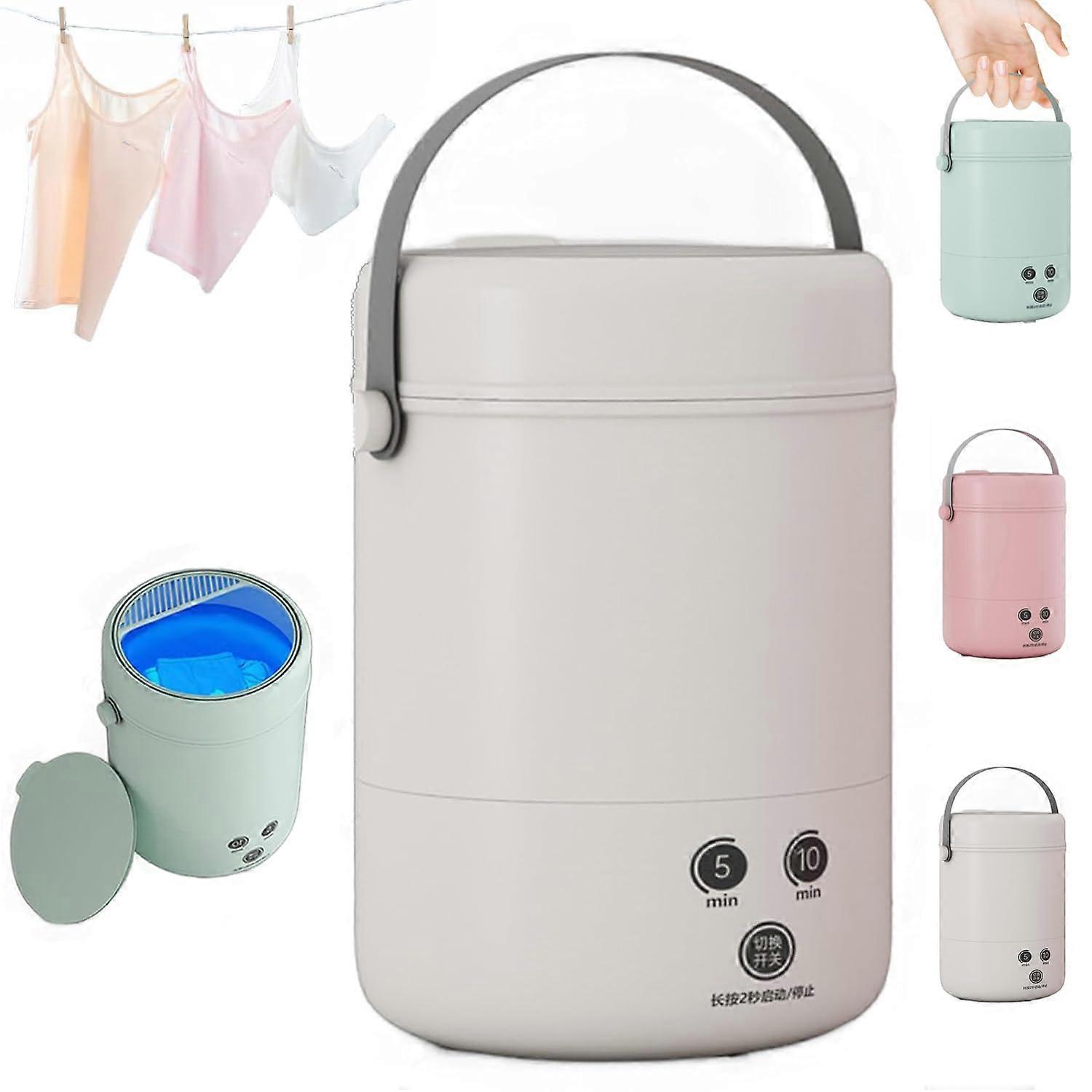 Mini Automatic Washing Machine for Socks and Underwear, 3.8L Portable Deep Cleaning Washer for Small Clothes in White