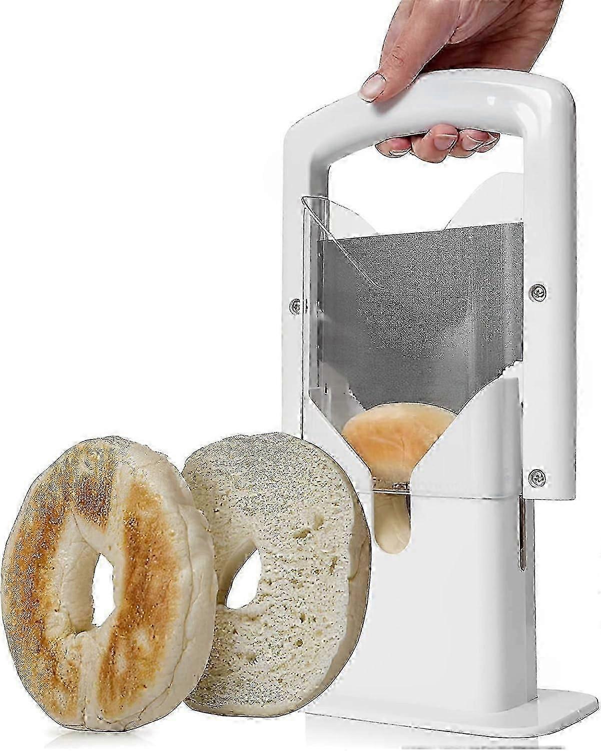 Kitchen Craft Bagel Slicer and Cutter,Bagel Slicer with Safety Handle Stainless Steel Bagel Precision Cutter Portable Muffin Slicer Easy to Clean for
