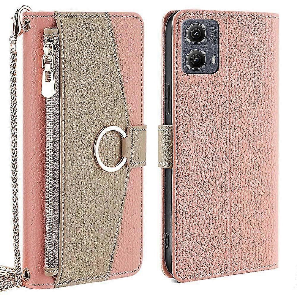 For Motorola Edge (2024) 5G Case Mirror Wallet Leather Phone Cover with Chain Shoulder Strap