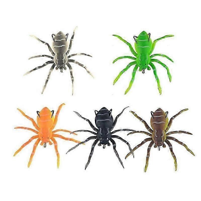 5 Pcs ,3D Eyes Soft Fishing Lure Single Hook Baits Artificial Bait Realistic Spider Soft Bait Fishi