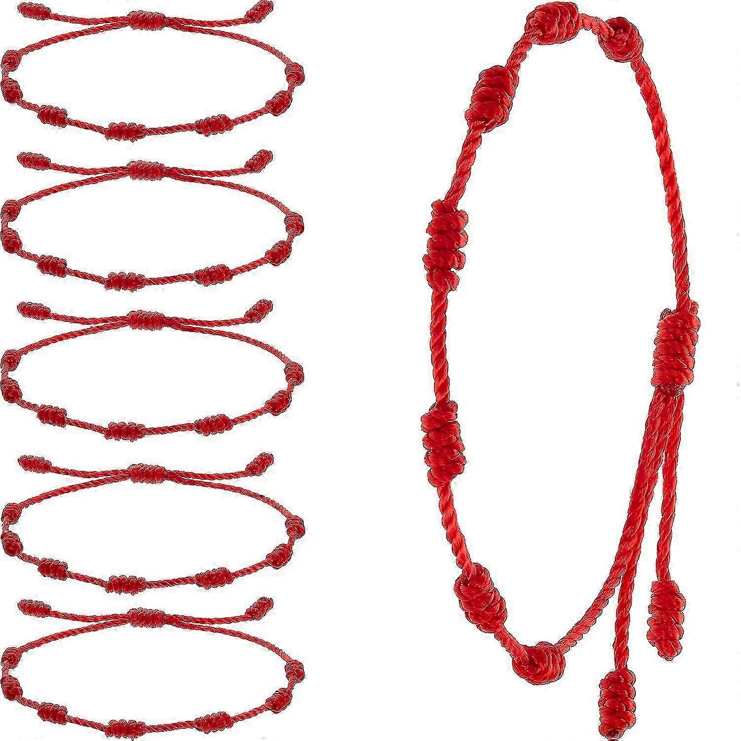 6 Pieces Summer String Bracelets Red Bracelet Red Cord Adjustable Bracelet Red