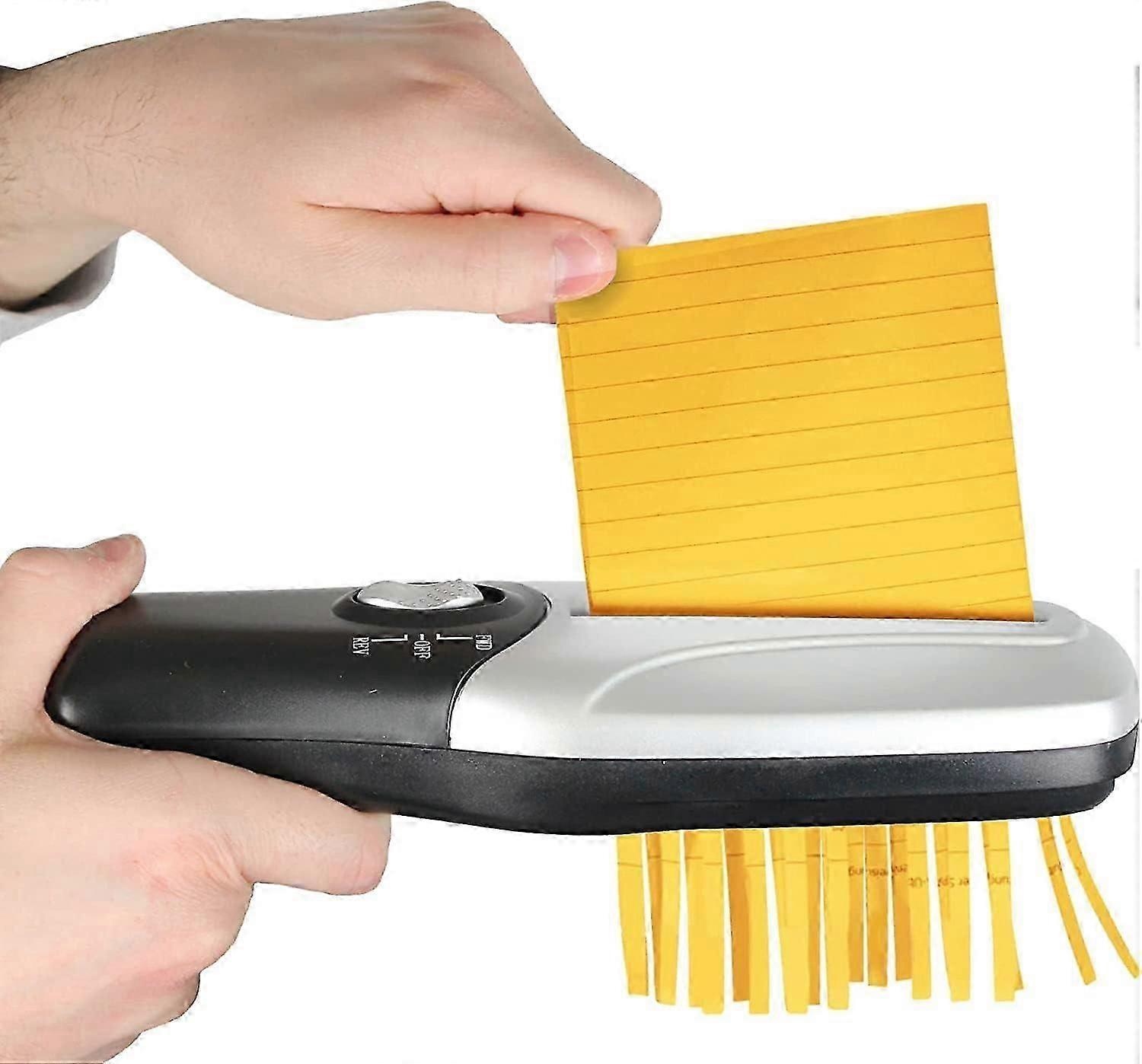 Electric Document Shredder - Portable/Compact - Paper Shredder - Fast Cut - Power Supply: Battery/USB - 26 x 8 CM - Gray & Black