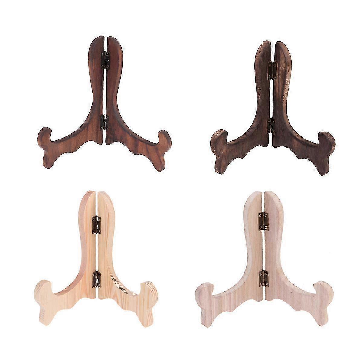 4 PCS Wood Folding Easel Stand 22X16CM Plate Display Holder Desktop Bracket