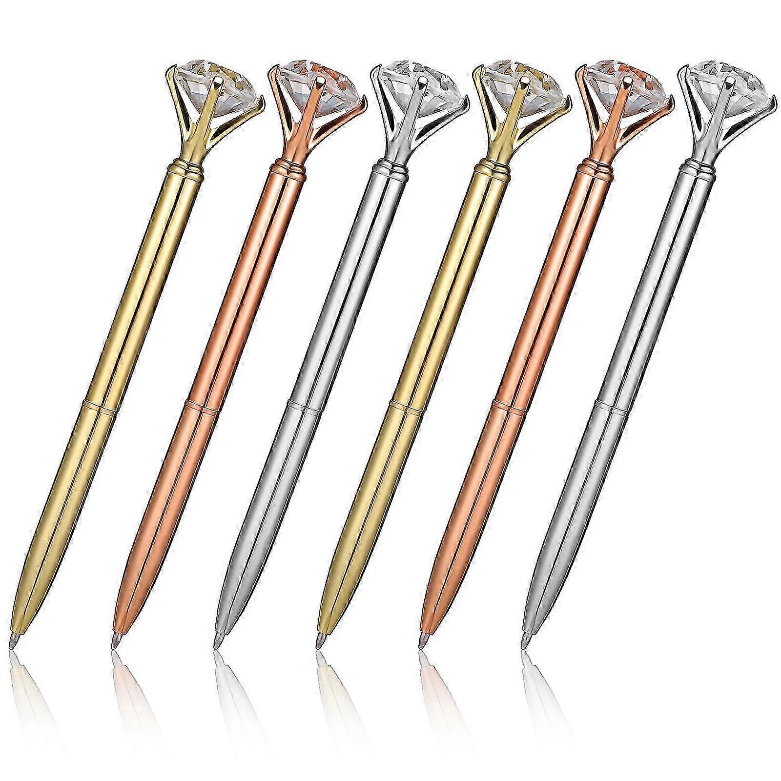 6 قطع أقلام حبر جاف أقلام كتابة على شكل الماس أقلام حبر جاف معدنية أقلام مدببة كروية