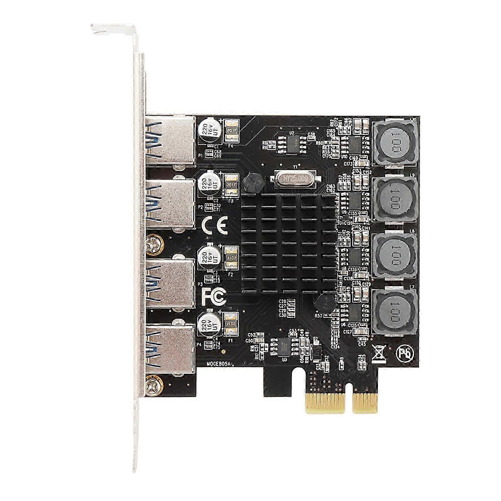 Pcie To 4-port Usb3.0 Adapter Card 5Gb Usb PCI-E 1X Expansion No External Power