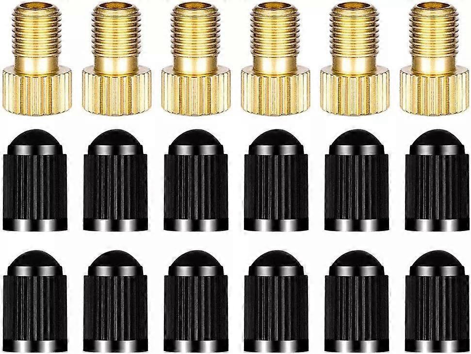 Brass Presta valve adapter for converting from Presta to Schrader and inflating