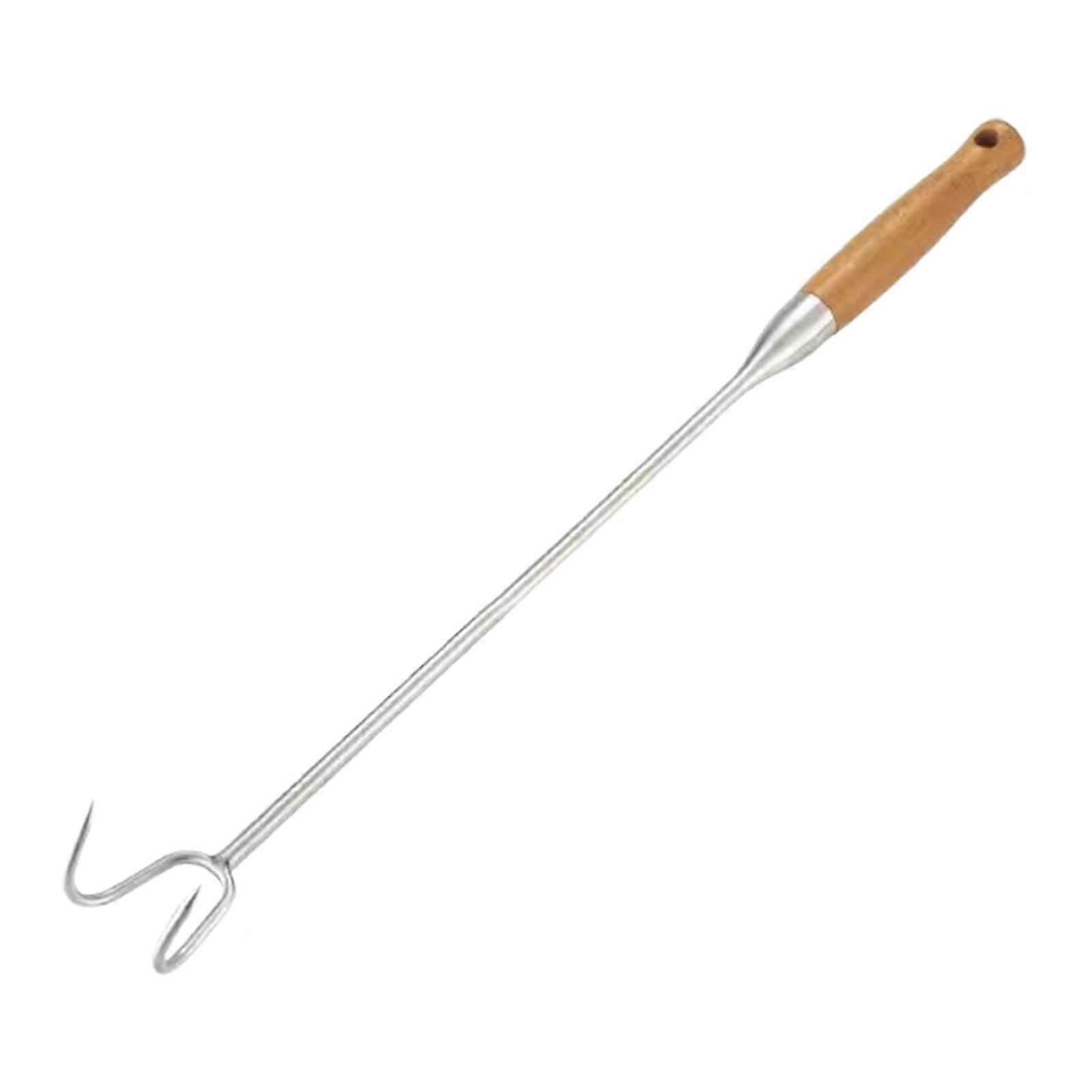 BBQ Meat Turner With Wooden Handle And Hook For Grilling Sausages