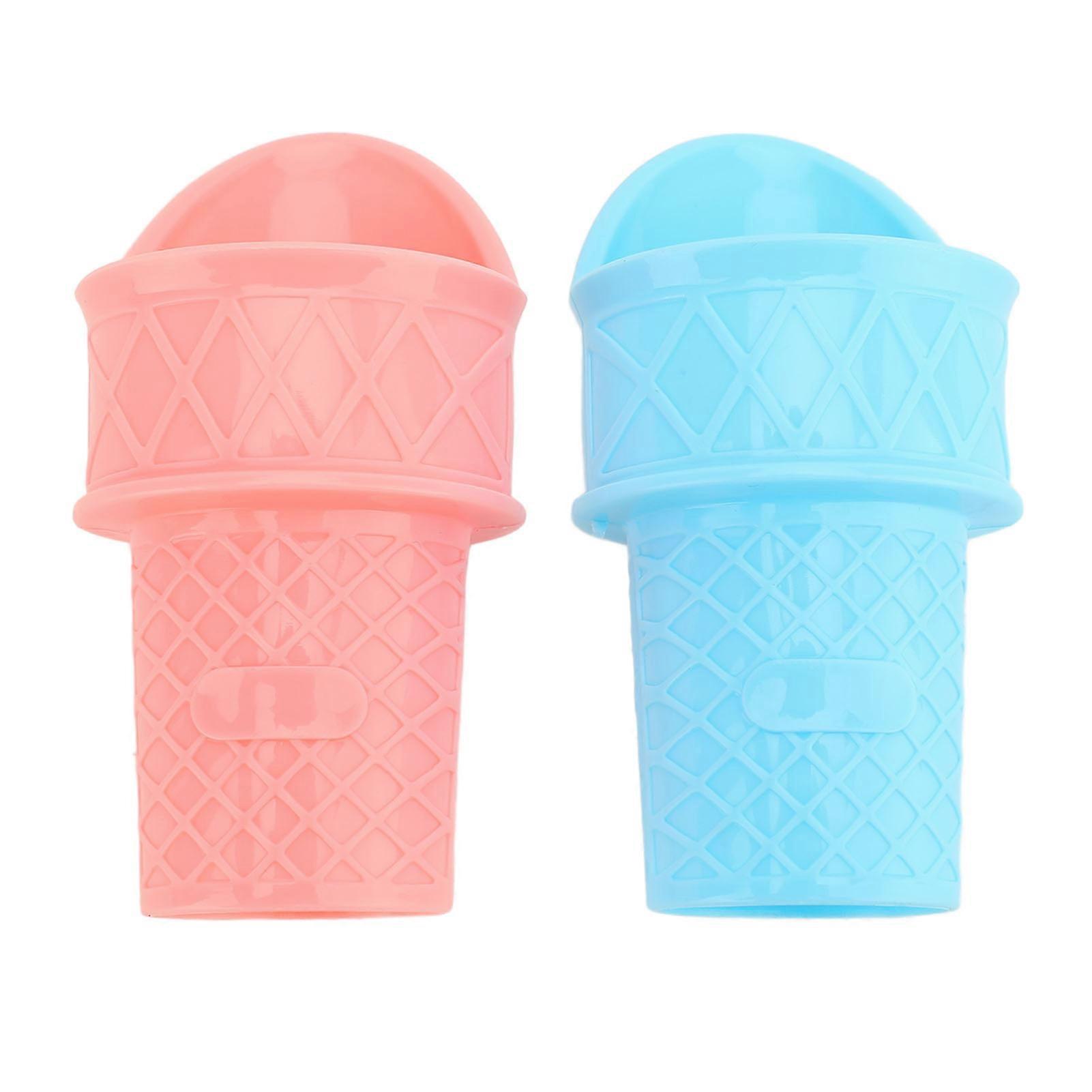 2PCS Ice Cream Cone Scoop PP Reusable Ice Cream Cone Frozen Treat Cup for Party Gifts Pink Blue 