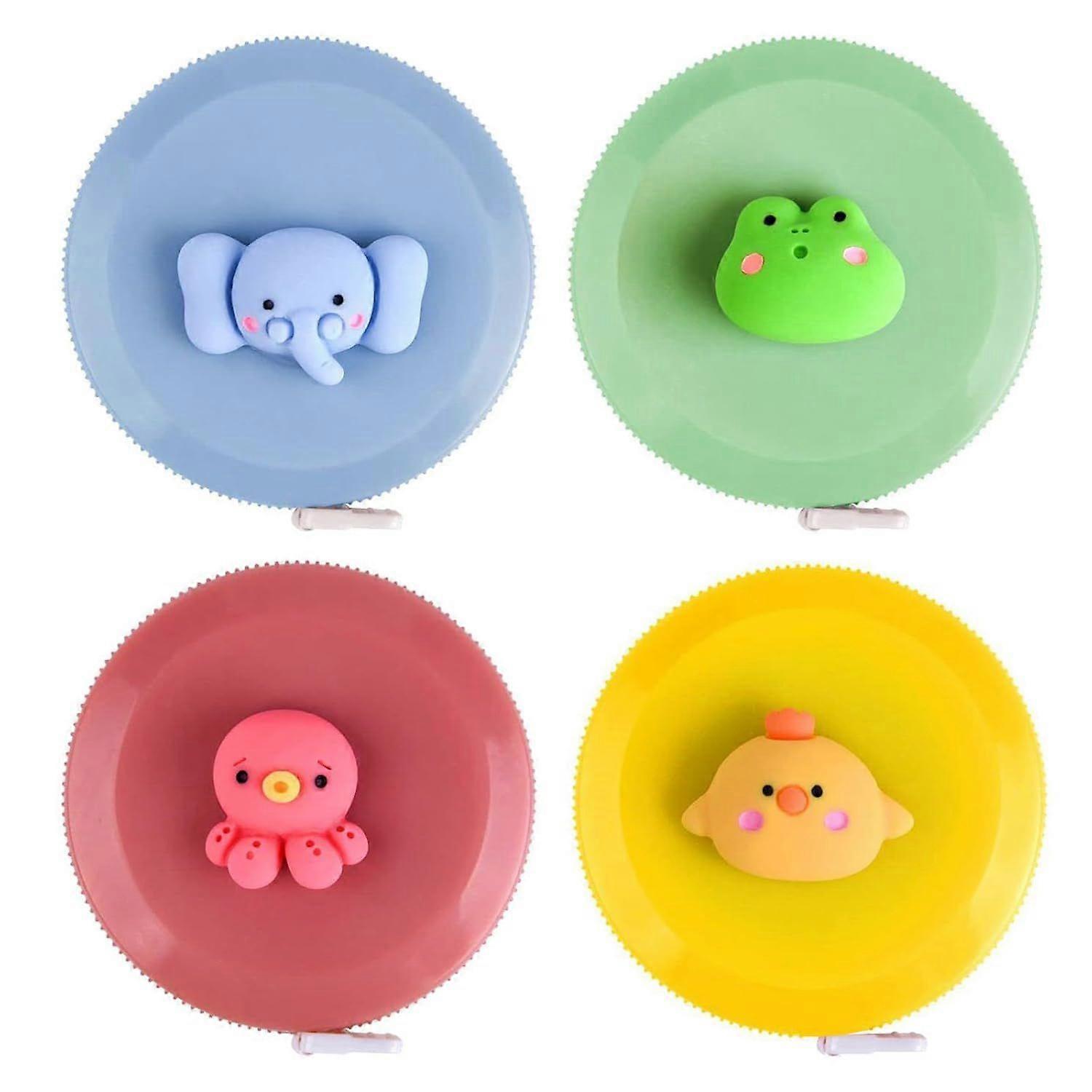 Sewing Tape Measures,4 PCS Mini Tape Measure Cartoon Soft Measuring Tapes Double Sided Dual Scale Measuring Tapes for Body Measurement Data Measuremen