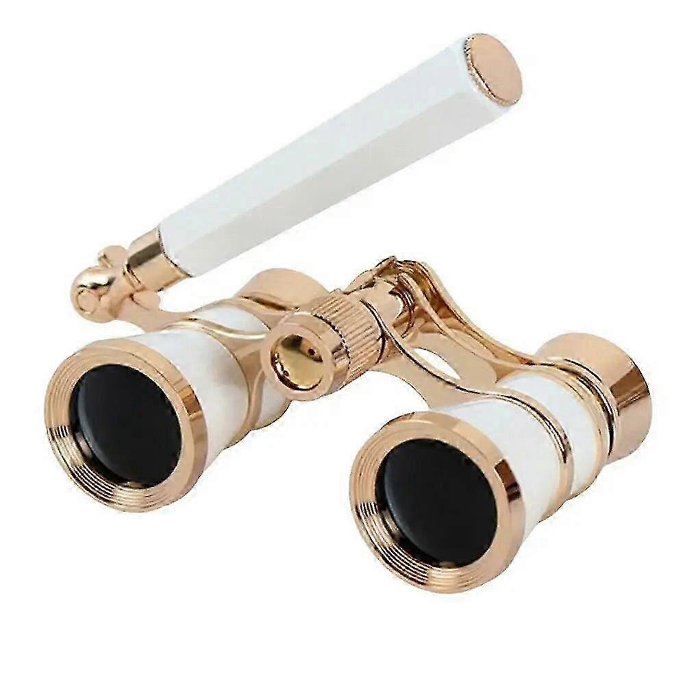 Retro Theater Binoculars, Foldable Mini for Concerts - White