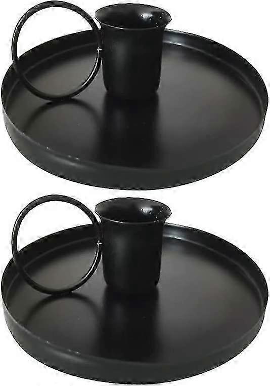 2Pcs Iron Candlestick Holder (Black) without Candle