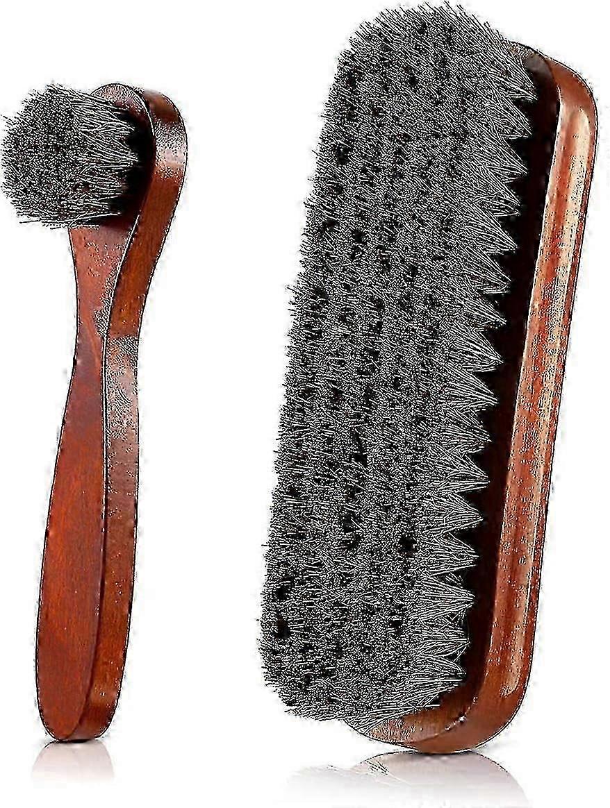 مجموعة فرش أحذية شعر الحصان بمقابض خشبية لتنظيف الأحذية والأحذية