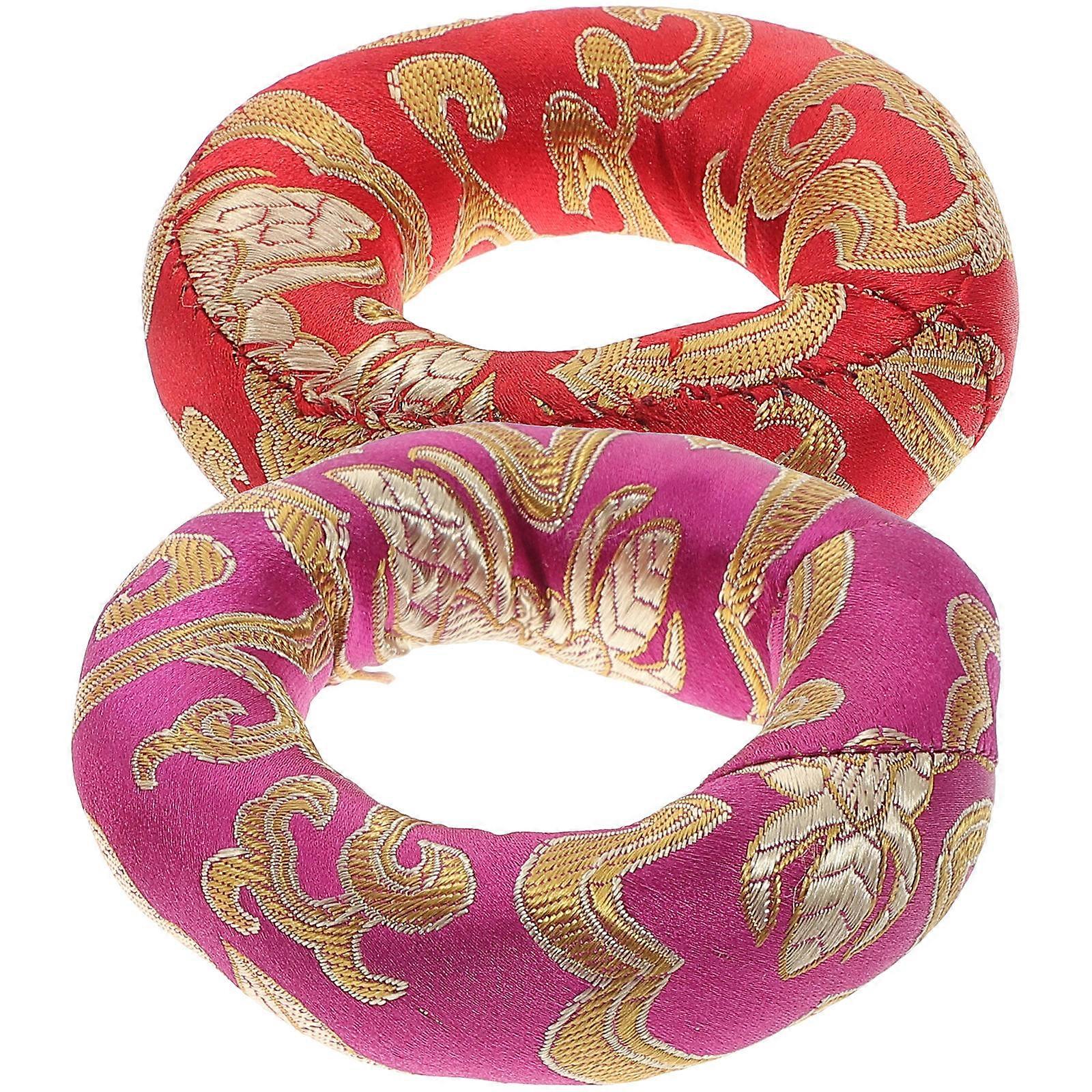 2Pcs Stylish Mats for Buddha Singing Bowl Buddhist Sound Bowl Pads in Random Color