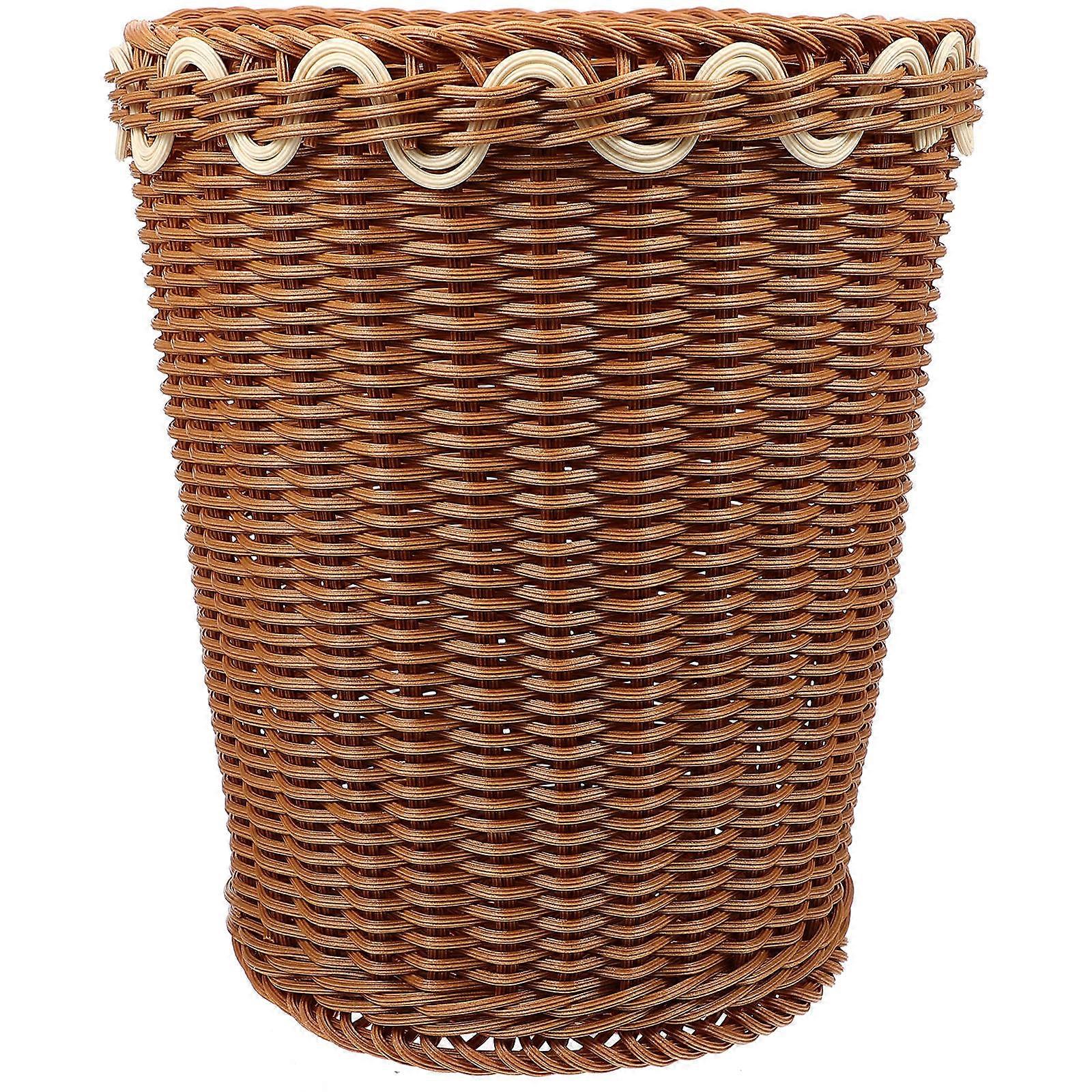 Geflochtener Aufbewahrungseimer im Rattanstil, rustikaler Korb für zu Hause, Abfallorganisator, Einweihungsgeschenk
