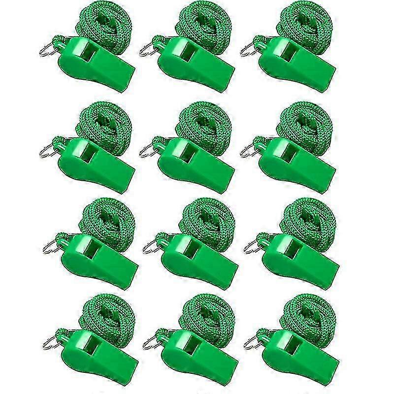 12pcs Apitos Esportivos Coloridos com Cordão - Alto, Portátil, Verde