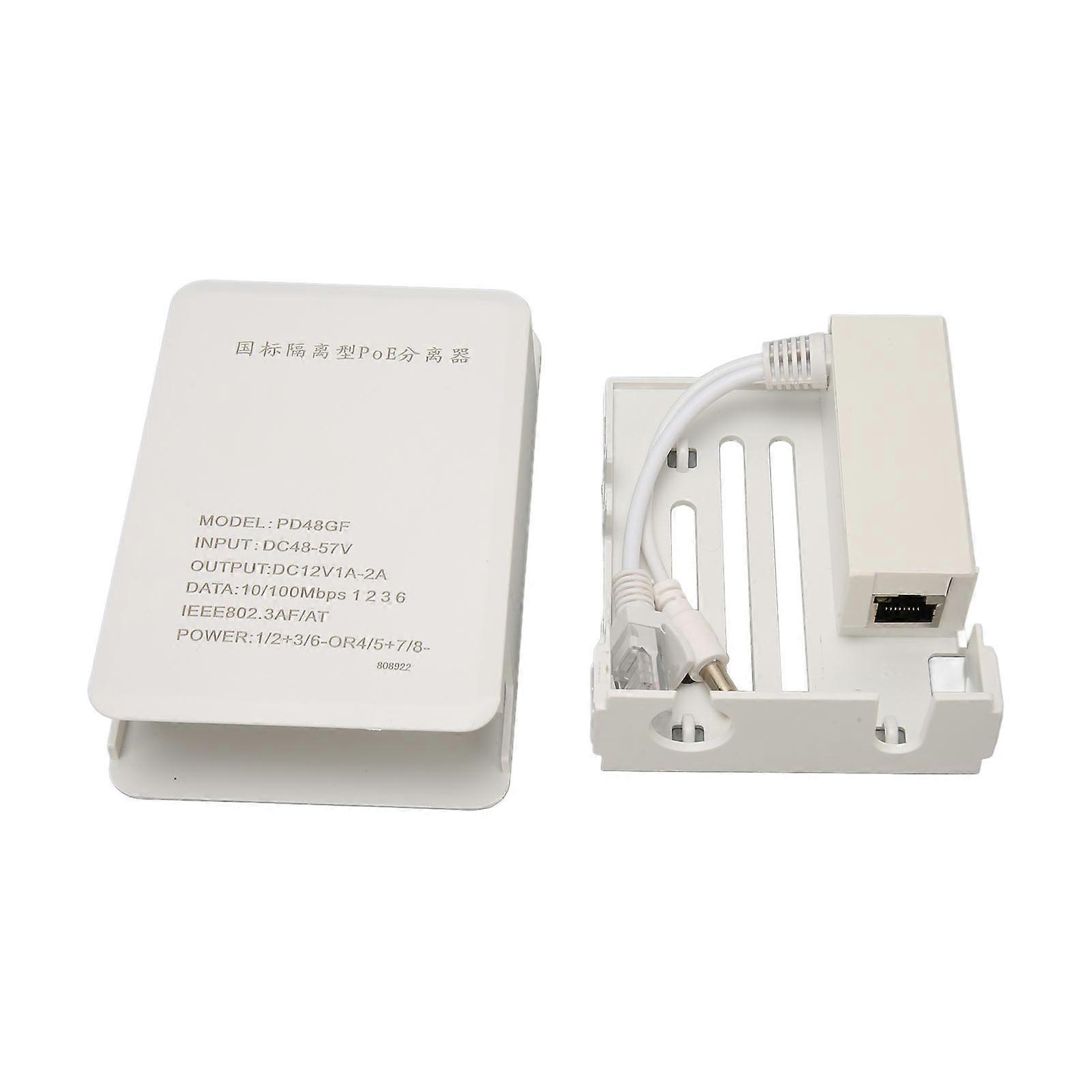 Power Supply Module PoE Adapter White Waterproof Stable Transmission High Power Output 48V to 12V PoE Splitter Box for Camera 