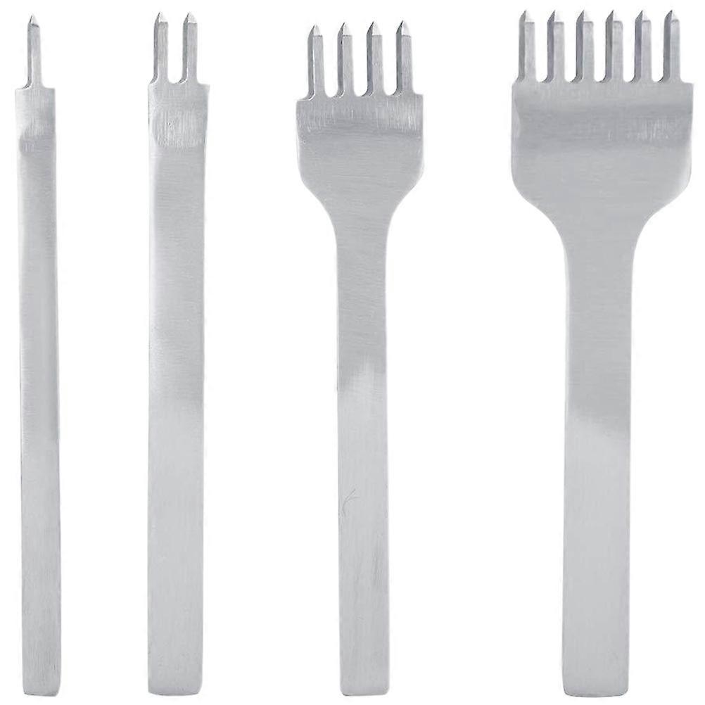 Hole Punch Steel Tool Diy Leatherworking Projects 4Pcs Silver Rectangular Leather Stitching Punch