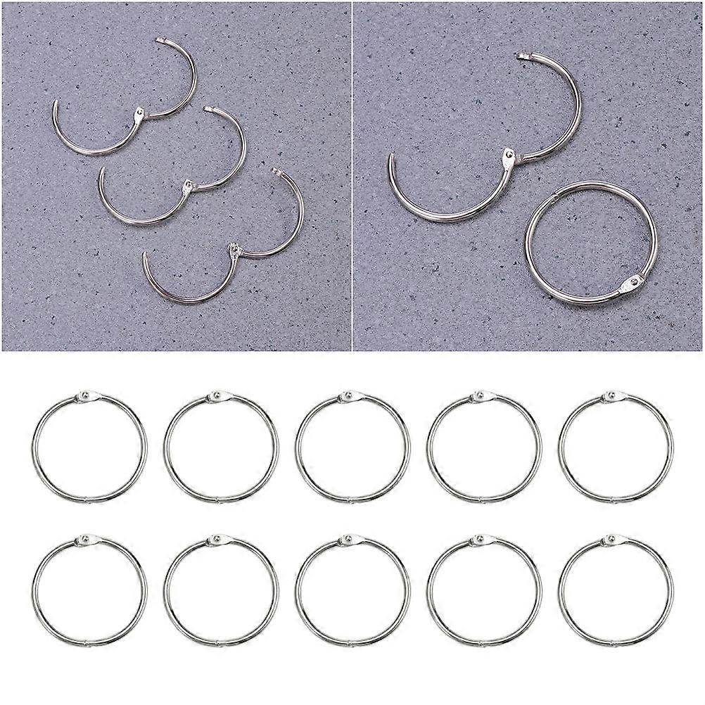 Paper Binder Rings Loose Leaf Binder Rings General Users Lock Security Silver 50mm Inner 56mm Outer Diameter 20Pcs
