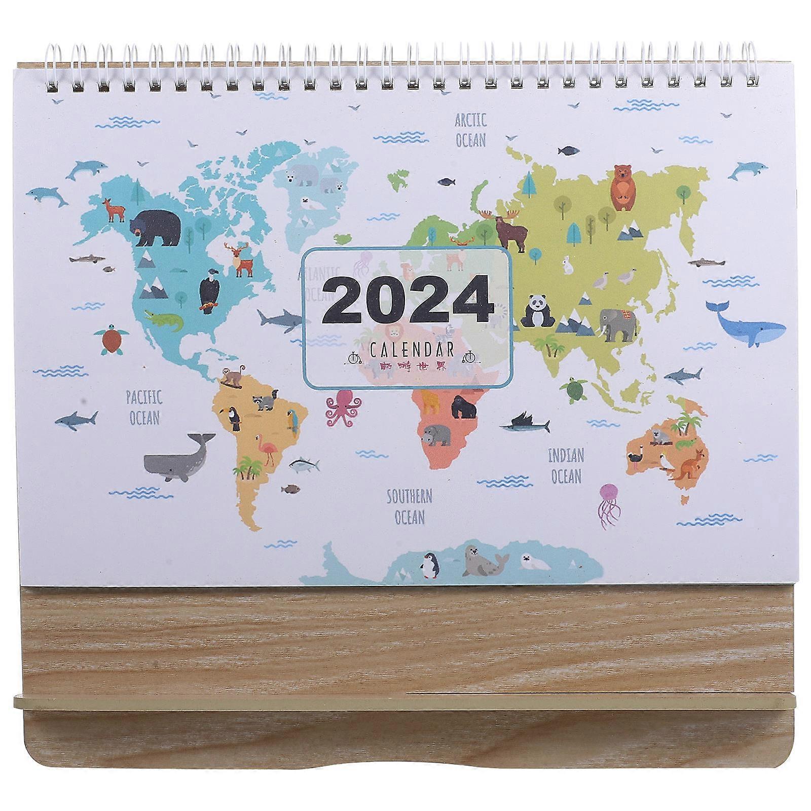 Desk Flipping Calendar Wooden Calendar Office Use Rectangular Simple Style Note Important Dates 1Pack