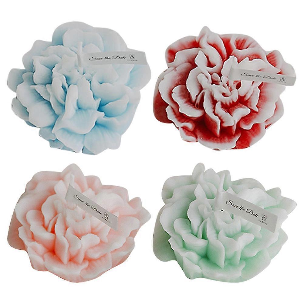 Flower Shaped Candles Scented Small Candles Party Props Pink 4Pcs