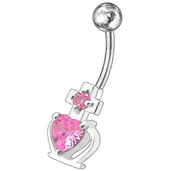 Fancy Zirconia Jewelled Non-moving Ss Bar Belly Ring