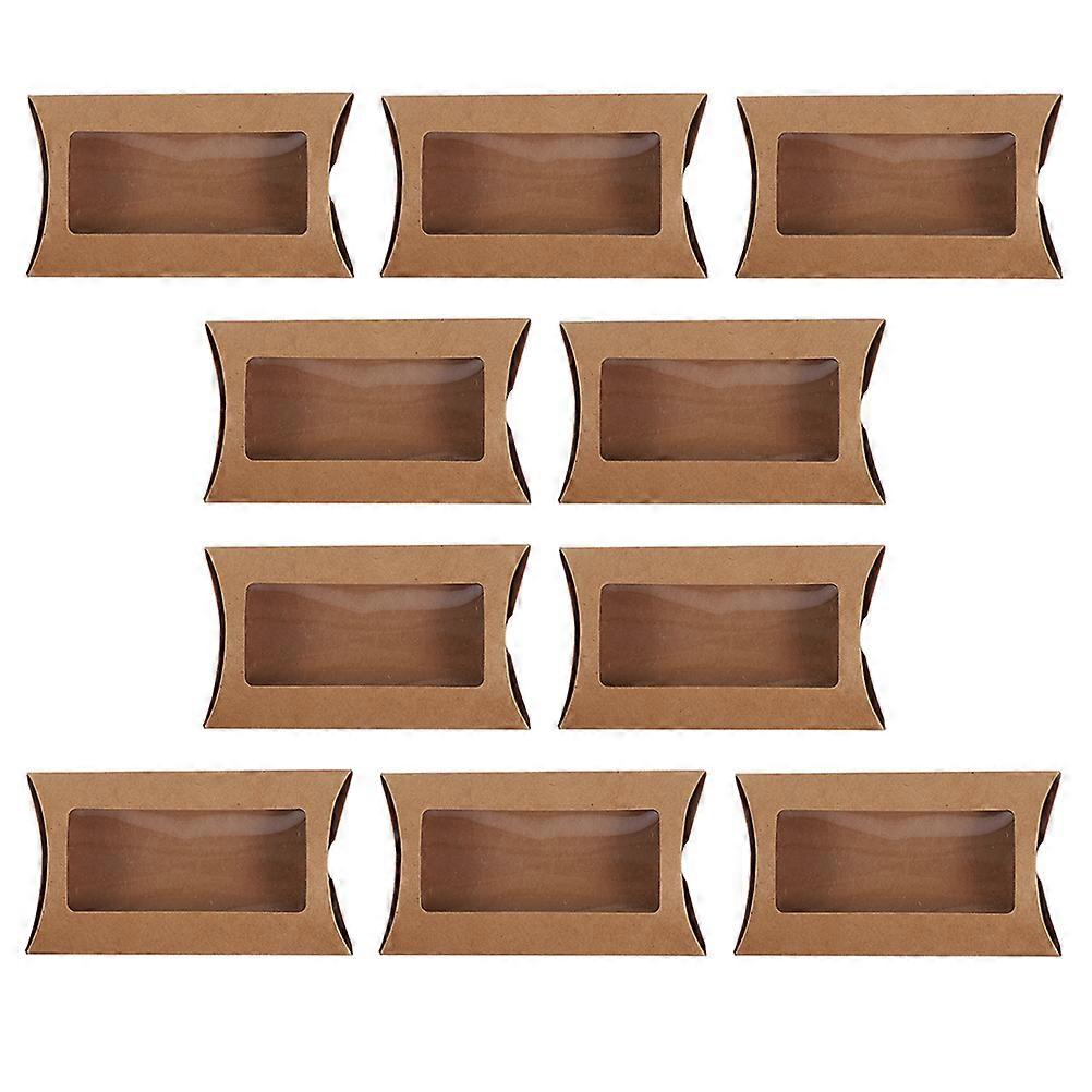 Clear Window Present Boxes Candy Packaging Boxes Pastry Storage Light Brown 16X7.8X2.5CM 10Pcs
