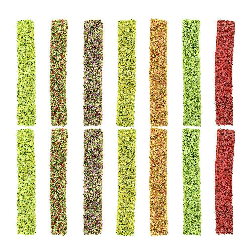 Miniature Flower Cluster Decorative Diy Scenery Creation For Sand Table Decor Red Green 10.00X1.50X1.00cm 14Pcs