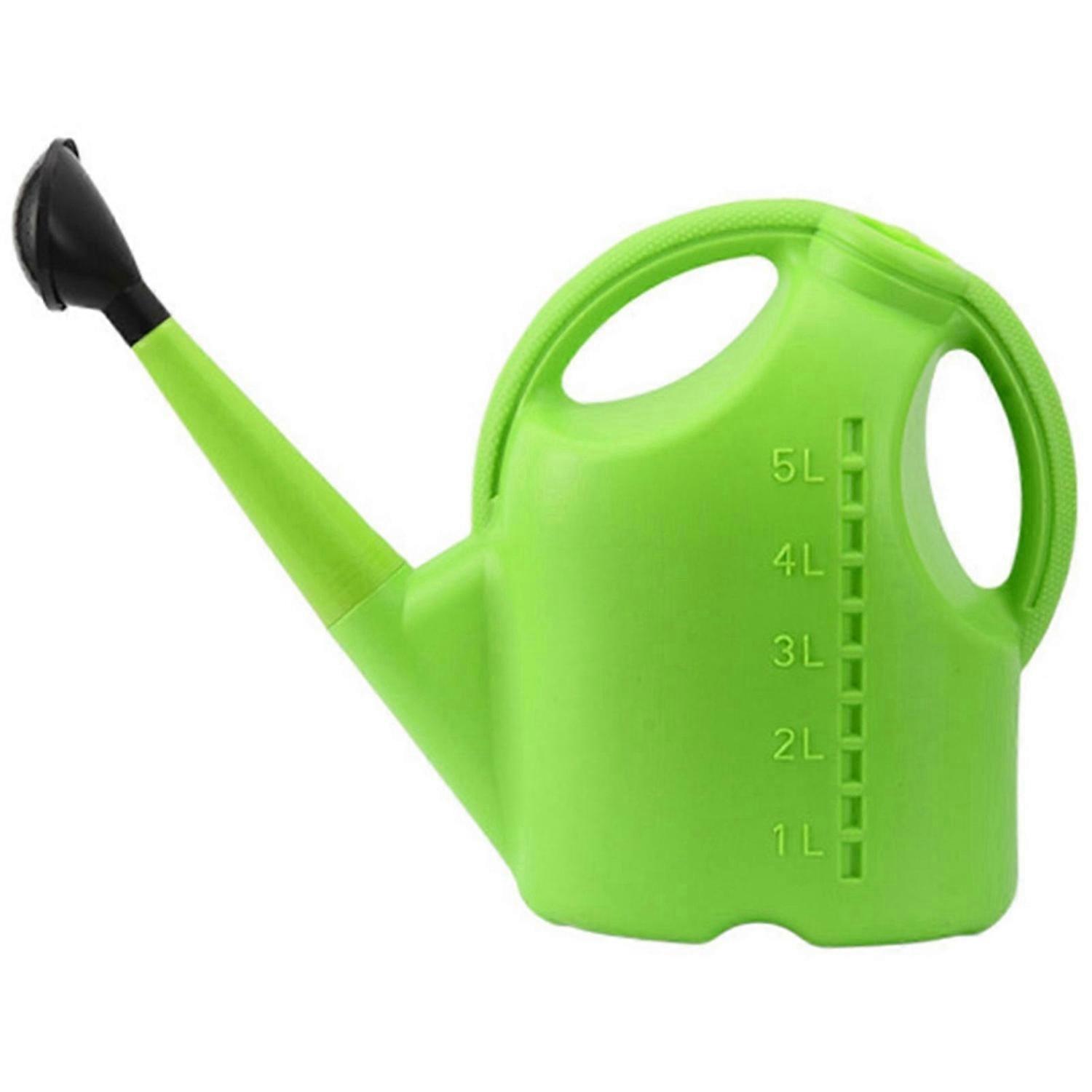 Pote de rega de plástico com alça de boca longa com cabeça de aspersão para rega de plantas internas e externas