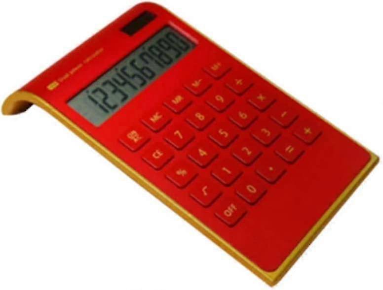 Electric Mini Calculator for Home Office with 10-Digit Slanted LCD Screen (red)