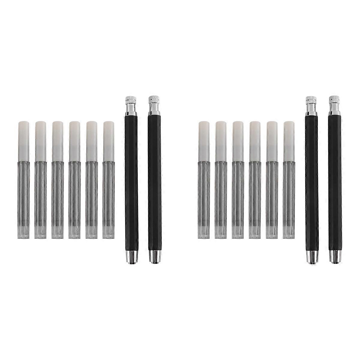 2 Pcs 5.6mm Lead Holder Automatic Mechanical Pencil,6Pcs Lead Refills