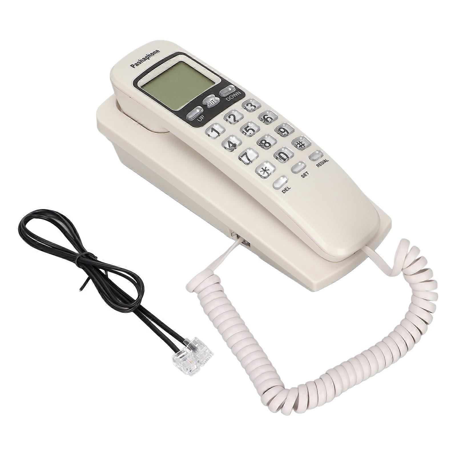 KXT777CID Corded Wall Phone with Calendar, LCD Display, Redial Function, for Hotel, Home, Office (White)