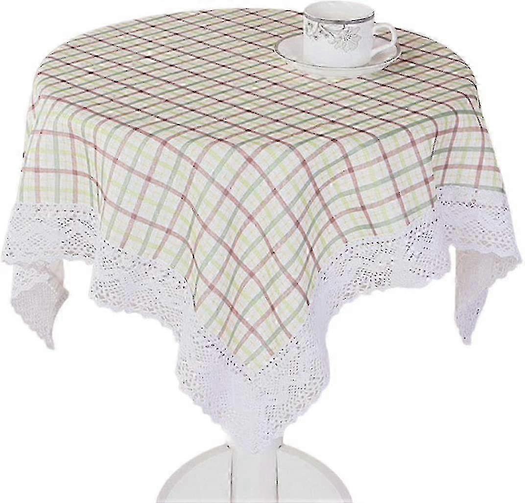 Decorative Round Lace Edge Tablecloth 110cm x 110cm Agra Set