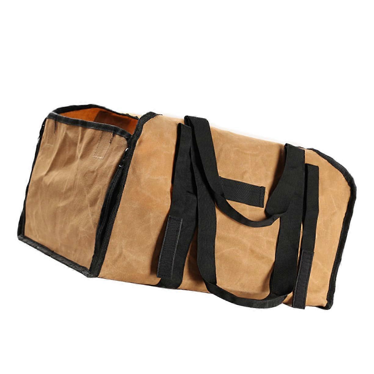 Firewood Bag Canvas Khaki Durable One-Piece Carrier Log Tote For Bundles