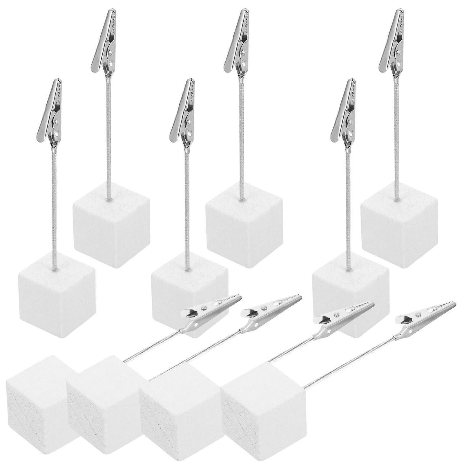 10pcs Cube Base Memo Picture Photo Holder Paper Note Clip for Home Office (silver)