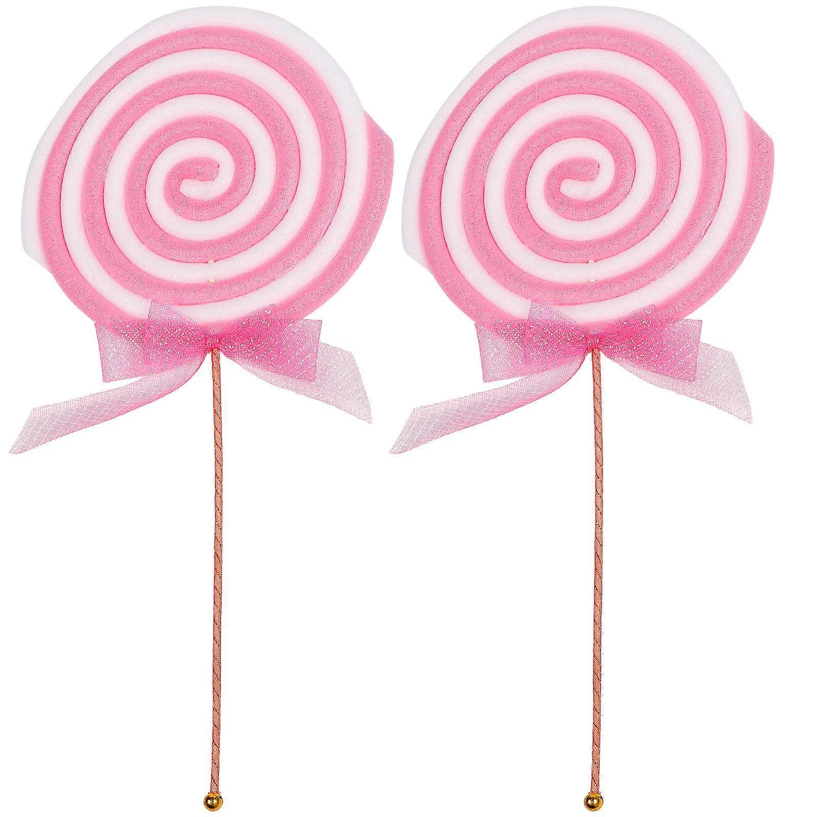 2pcs Large Bright Red Fake Lollipop Props Simulation Candy Ornaments for Photography Scene Decor Gift Round Shape Safe
