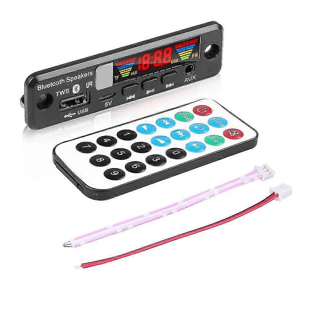 Bluetooth TWS Car Speaker MP3 WMA Decoder Board Music Player AUX Module FM Transmitter Audio Amplifier DC 5V-12V Support USB TF SD LINE IN